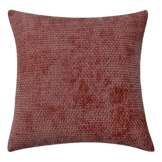 Pack 6 Fundas Cojin Chenille Super Suave Decoración 43*43cm Color Burdeo Cuadros