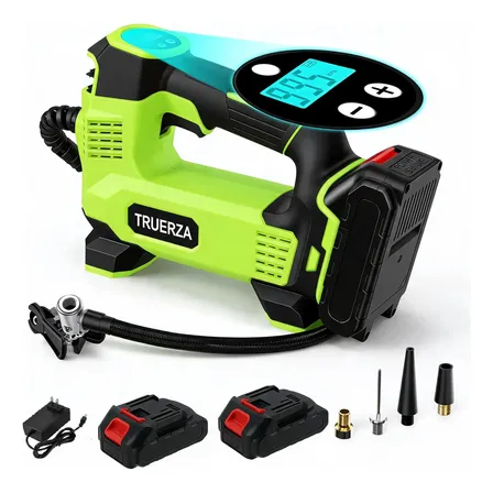 Compressores De Ar Portátil 150psi Led Bateria Dupla Truerza Verde 24v 60hz Monofásica