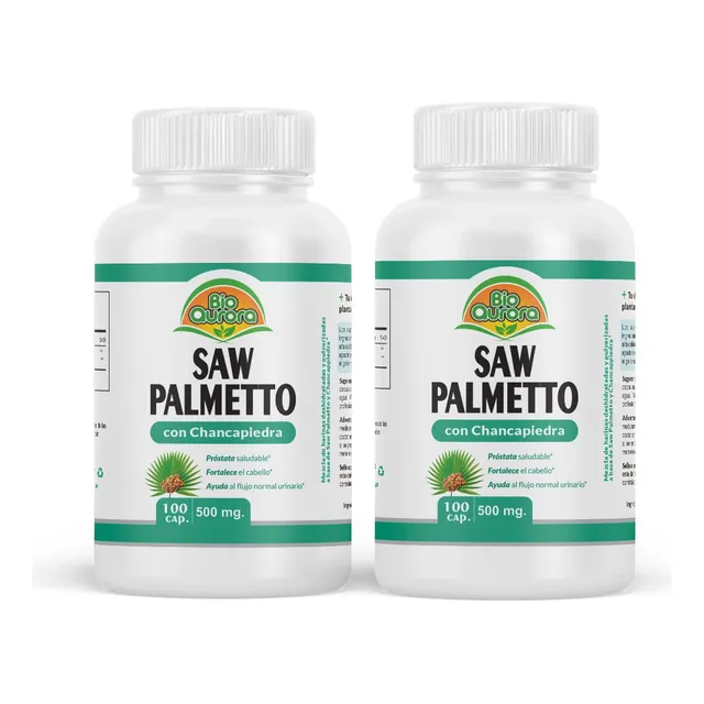 Saw Palmetto + Chancapiedra Bioaurora 100 Capsulas Pack De 2