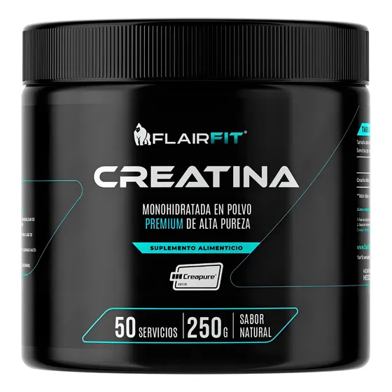 Flairfit Creatina Monohidratada Creapure® De Alta Pureza En Polvo 250g, Sabor Natural