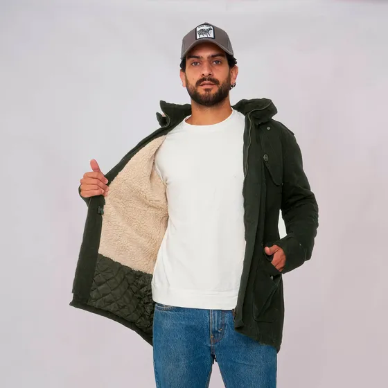 Customs Ba Camperas Hombre Parka Corderito Campera Negra Us