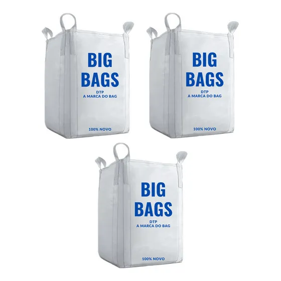 Saco Big Bag Reciclagem Entulho Boca Aberta 1000kg C1 3un Cor Branco Branco