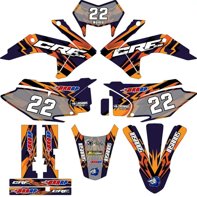 Kit Adesivos Trilha Gráficos Crf230 2015 A 2020 0.20mm A197