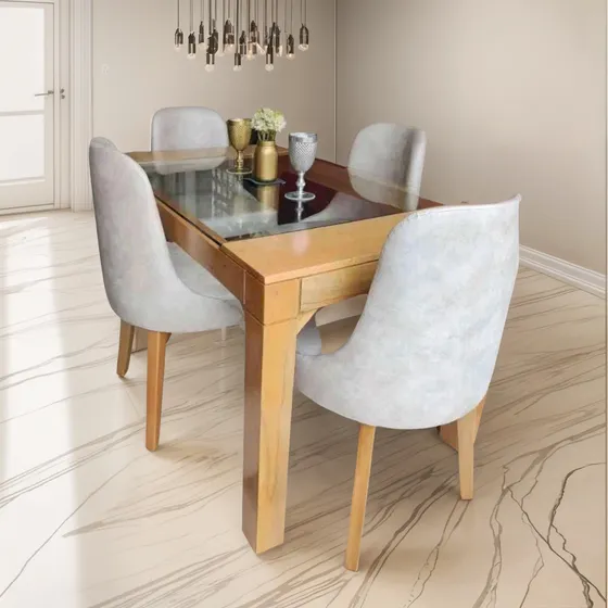 Juego De Comedor L&m 4 Sillas Cedro Clásico