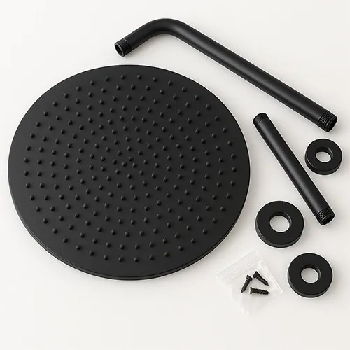 Regadera Plana Redonda 40 Cm Negro Mate Negro Mate