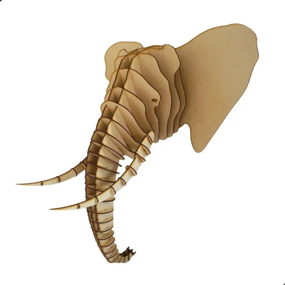 Cabeza Elefante Mdf Cabeza De Animal Trofeo Rompecabezas 3d
