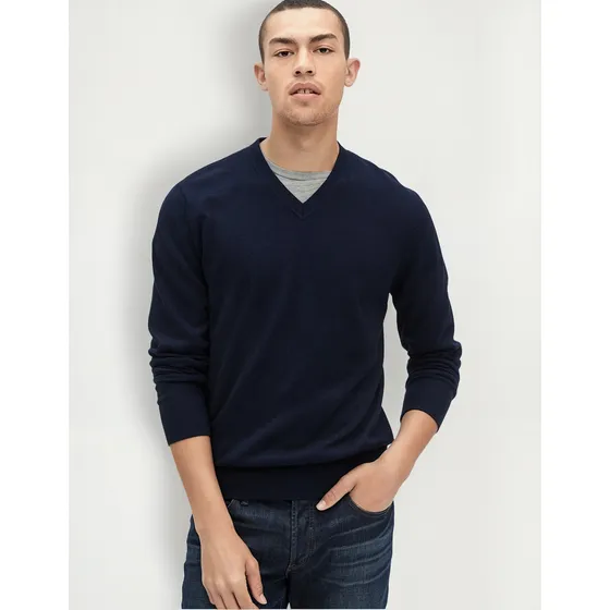 Sweater Gap Azul Navy Xs Hombre Cuello Escote V Algodon