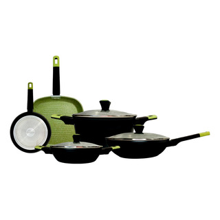 Bateria Avocado 8 Pzs Alum Forjado 4mm Inducción Ngr Y Verde Bateria Avocado 8 Pzs Alum Forjado 4mm Inducción Ngr Y Verde