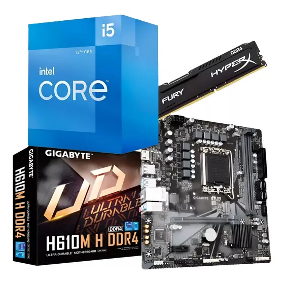 Kit Intel 12a Geração I5 12400f + H610m-h + 16 Gb Ddr4