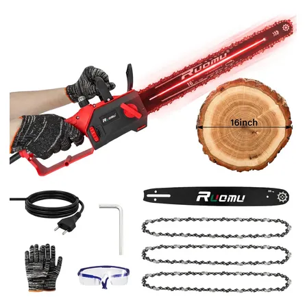 Motoserra Elétrica 16 Polegadas 3200w Profissional Brushless Com Fio Vermelho 60 Hz