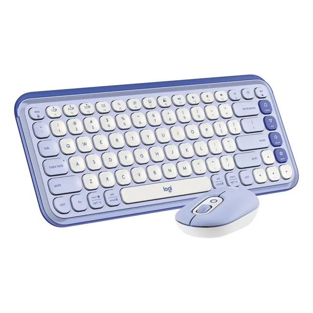 KIT TECLADO Y MOUSE LOGITECH POP ICON, ESPAÑOL, LILA MOUSE LAVANDA TECLADO LAVANDA