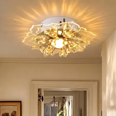 Luminária De Teto Cristal Moderna, LED Lâmpada Corredor, Lluminação Decorativa, Bivolt, Para Quarto, Varanda, Cozinha, Tieesa Branco