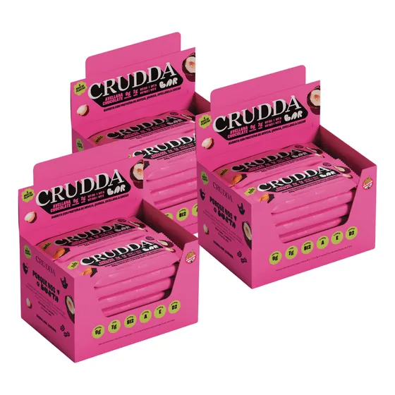 3 Cajas X 30 Barra Crudda Avellanas Chocolate 40 G