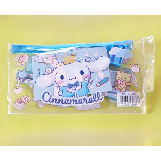 Estuche Completo Cinammonroll Kawaii Color Celeste Cinamon