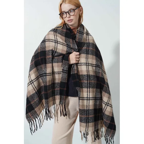Bufanda Mujer Dama Pimenton Pashmina Chalina Manu Negro