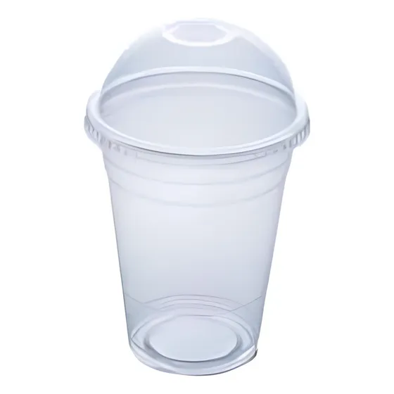 100 Und Vaso Plástico Desechable 16 Onzas Con Tapa Domo Hoyo