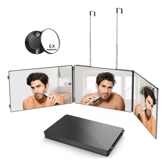 Espejo Maquillaje Rectangular Lukito Tríptico 360 Grados Para Corte De Pelo