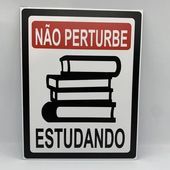 Placa Decorativa Não Perturbe Estudando 20x30cm Pvc.2mm