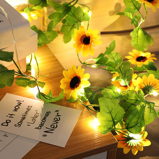 Cadena De Luces De Simulación Con Forma De Hoja De Girasol, Cadena De Luces De Simulación Con Forma De Hoja De Girasol,
