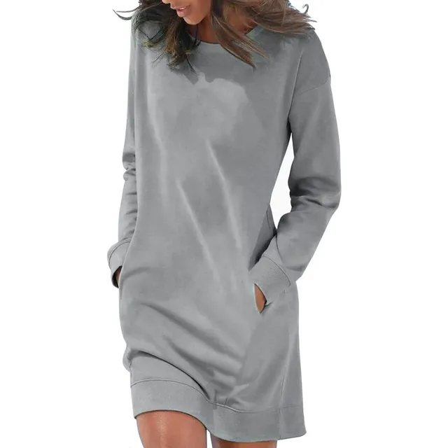 Vestido Sudadera Casual Moda Comoda Manga Larga Jersey Liso