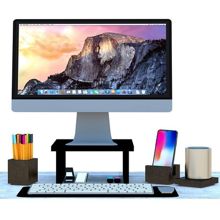 Suporte Preto Para Monitor 25x25x12 Mdf Base Suporte Preto Para Monitor 25x25x12 Mdf Base