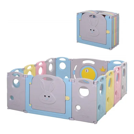 Corral De Plástico Bebés Playpen Mul-c Plegable 14+2 Paneles