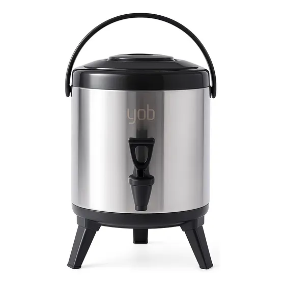 Garrafa Térmica Botijão 4 Litros Em Inox Com Torneira Quente/frio Café Chá Bebidas C/ Suporte Dobrável Yab