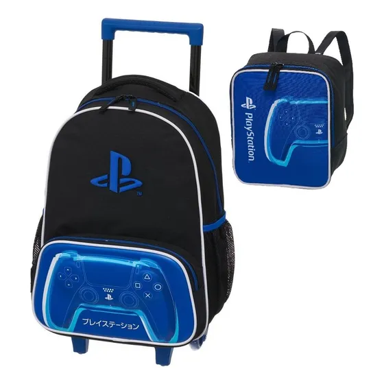 Mochila De Rodinha Playstation Focus +lancheira Pacific Cor Preto