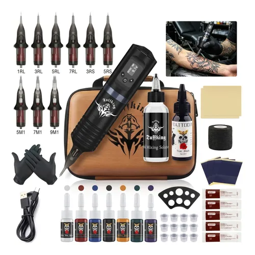 Tattoo Machine Kit Poseidon Wireless Rotary Tk201 W/ Needles