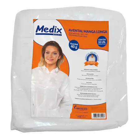 Avental Descartável Medix Manga Longa 40gr (10 Unidades)