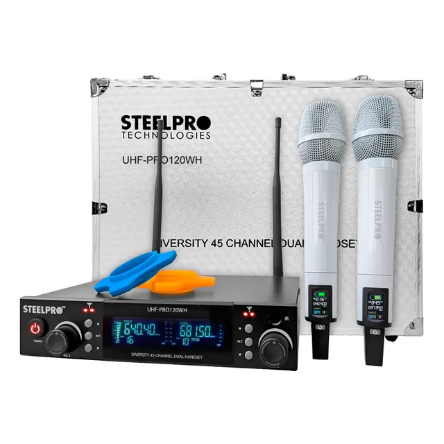 Microfono Uhf Profesional Steelpro Diversity 45ch 120 Metros