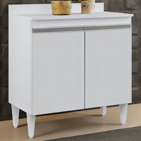 Balcão Cozinha 80cm 2 Portas Hawai Branco Lumil Móveis