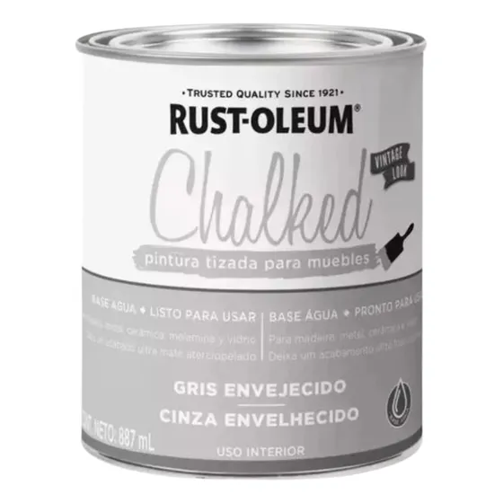 Pintura Tizada Rust-oleum Latex Ultra Mate Chalked Color Gris Envejecido 887ml