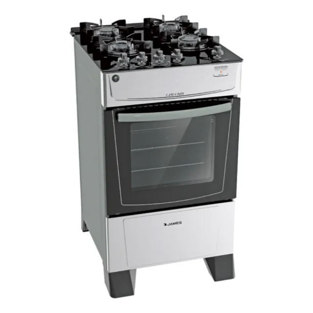 Cocina James C 690 V Inox Mesada De Vidrio Negro Kirkor