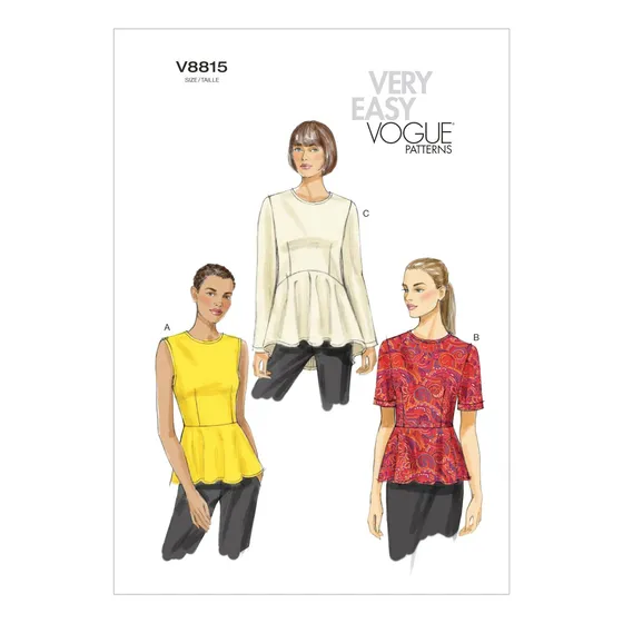 Vogue Patterns V8815 misse Parte Superior Tamaño F5 