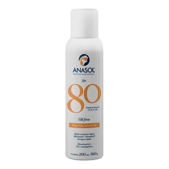 Protetor Solar Anasol Fps 80 Spray Secagem Rápida 200ml