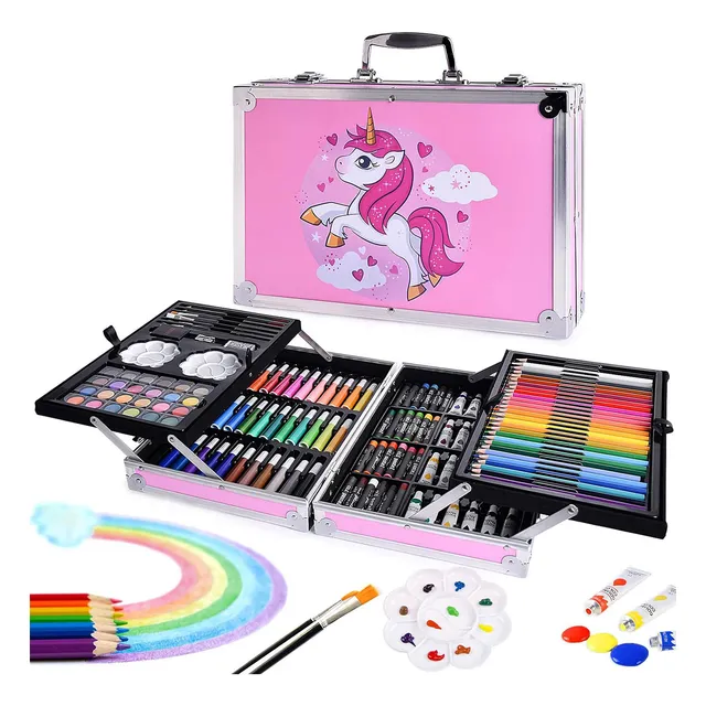Set Valija Metálica Arte Escolar Didáctico 145 Piezas El Rey