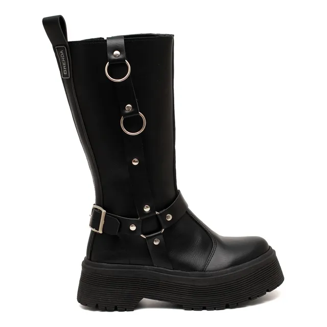 Botas Altas Con Cierres Y Elasticos Argollas Herrajes Brenda