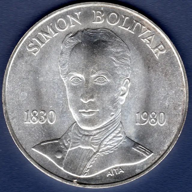 100 Bolívares De Plata 1980 150 Años De La Muerte De Bolívar