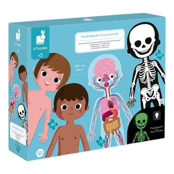 Puzzle Educativo Cuerpo Humano Brilla En La Oscuridad Janod