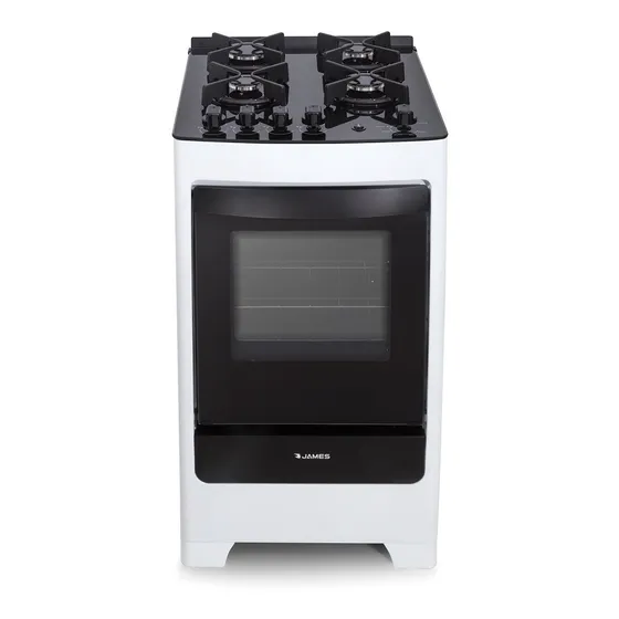 Cocina Super Gas James C700 Blanco Mesada Vidrio 4 Hornallas
