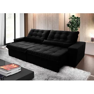 SofĂĄ RetrĂĄtil ReclinĂĄvel Zurique 3,00m Suede Velut Preto Molas No Assento - King House SofĂĄ RetrĂĄtil ReclinĂĄvel Zurique 3,00m Suede Velut Preto Molas No Assento - King House