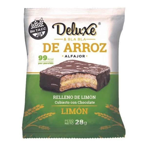 Alfajor Deluxe Bla Bla Arroz Chocolate C/ Limón X 28 Gramos