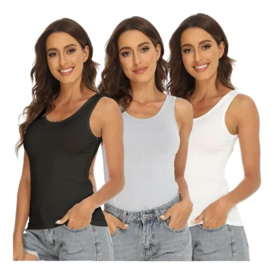 3 Camisetas Básicas Esqueleto 100% Algodón Suavizado Mujer