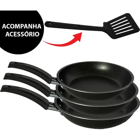 Kit 3 Frigideiras Antiaderentes Alumínio Imperial + Espátula