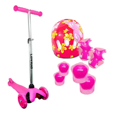 Scooter Patín Diablo Infantil+casco Protecciones 3 A 6 Años