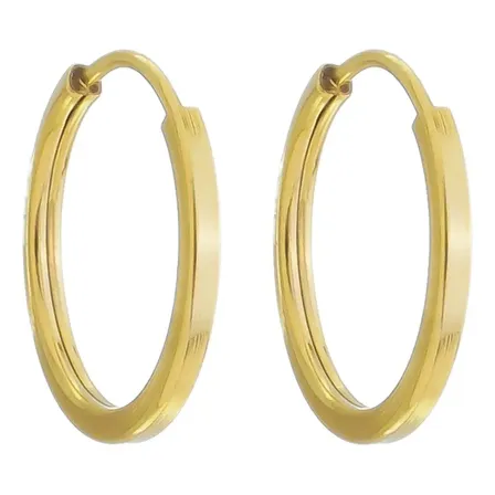 Brinco Argola Infantil 10 Mm Em Ouro 18k 750 Dourado