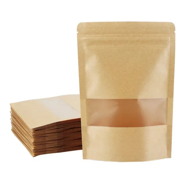 Bolsas De Papel Kraft 12*20cm Con Cierre Hermético Y Ventana