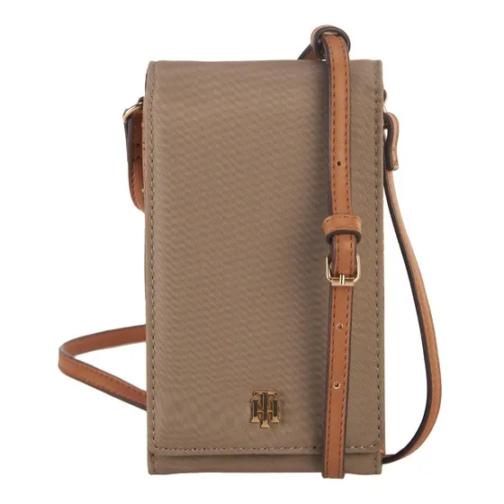 Bolsa Tommy Hilfiger Crossbody Nailon Para Mujer Acabado De Los Herrajes Nailon Reciclado Color Beige Color De La Correa De Hombro Marrón Diseño De La Tela Liso