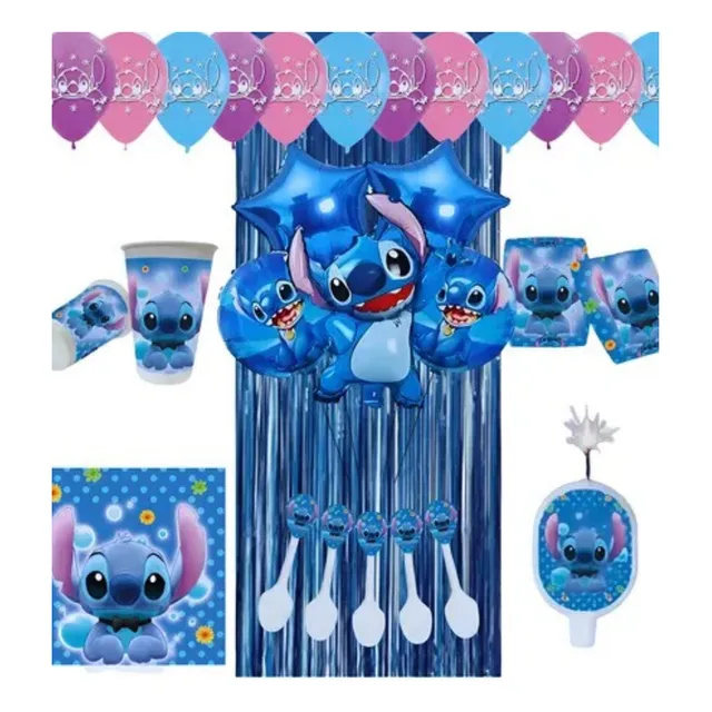 Decoración Completa Globos De Stitch Para Cumpleaños